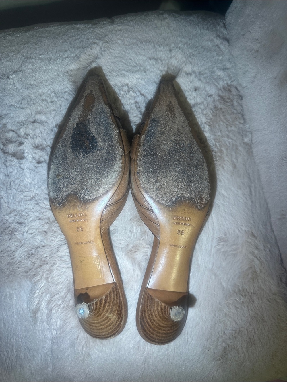 Prada Brown Suede Pointed Mules with Orange Insole - Picture 5 of 11